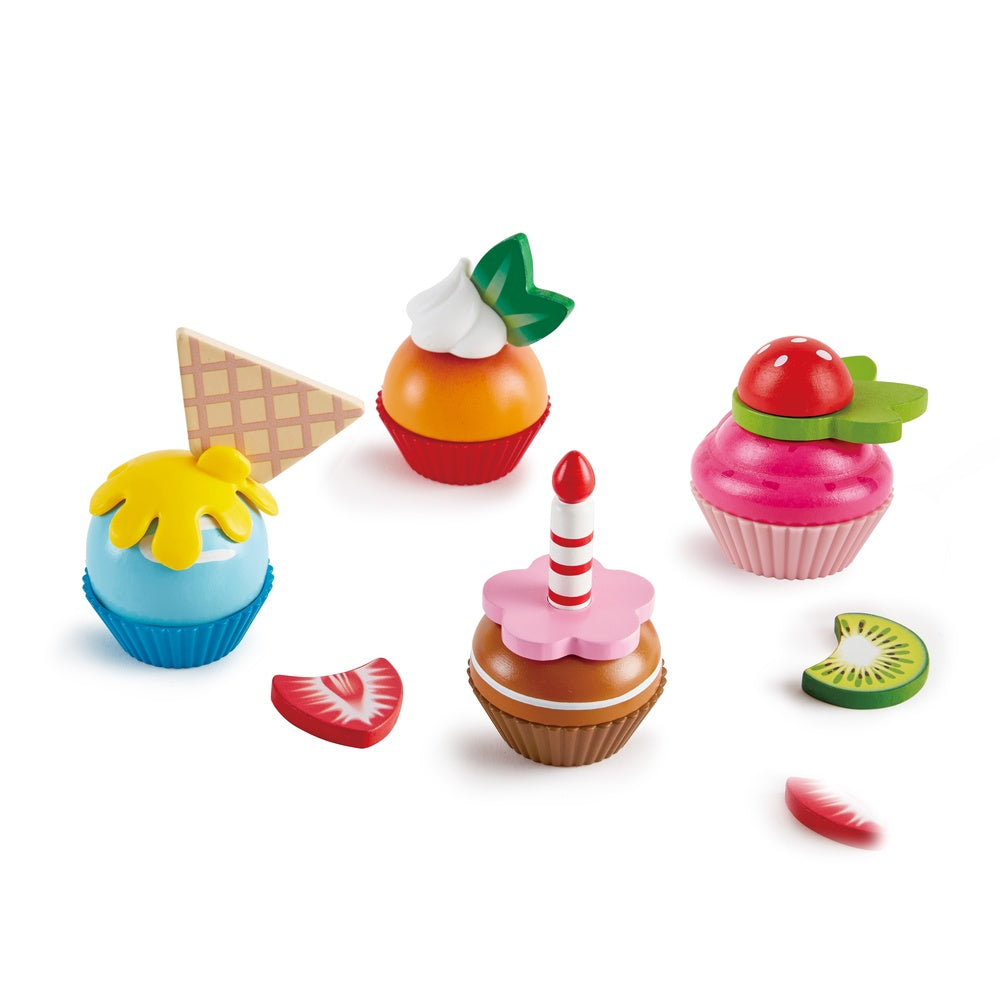 Hape -  Colorful Wooden Cupcakes Pretend Play Food Kitchen Toy -  Preschool