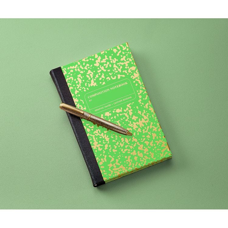  Graphic Image -  Composition Notebook in Neon Green/Gold Leather -  Books