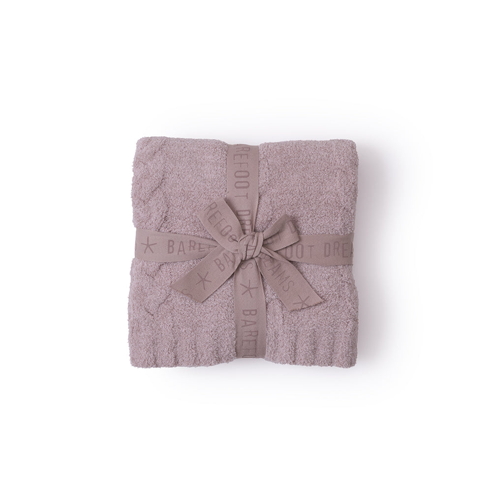  Barefoot Dreams -  CozyChic Braided Cable Receiving Blanket - Heathered Rose-Dusty Mauve -  Infants