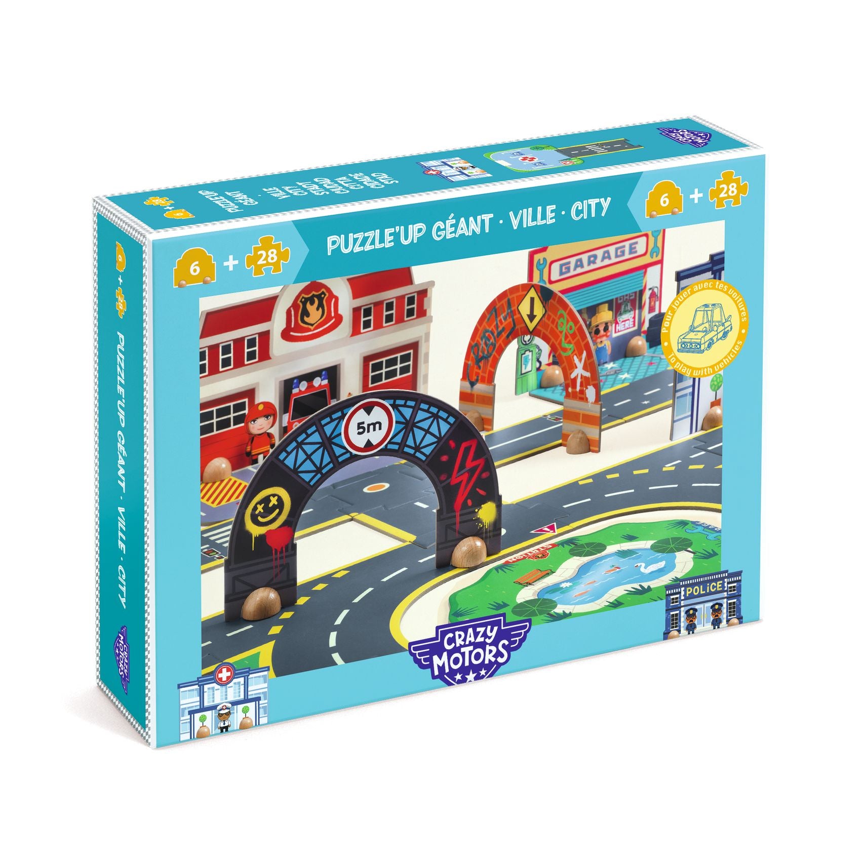 Djeco -  Crazy Motors Puzzle'Up Ville -  Vehicles