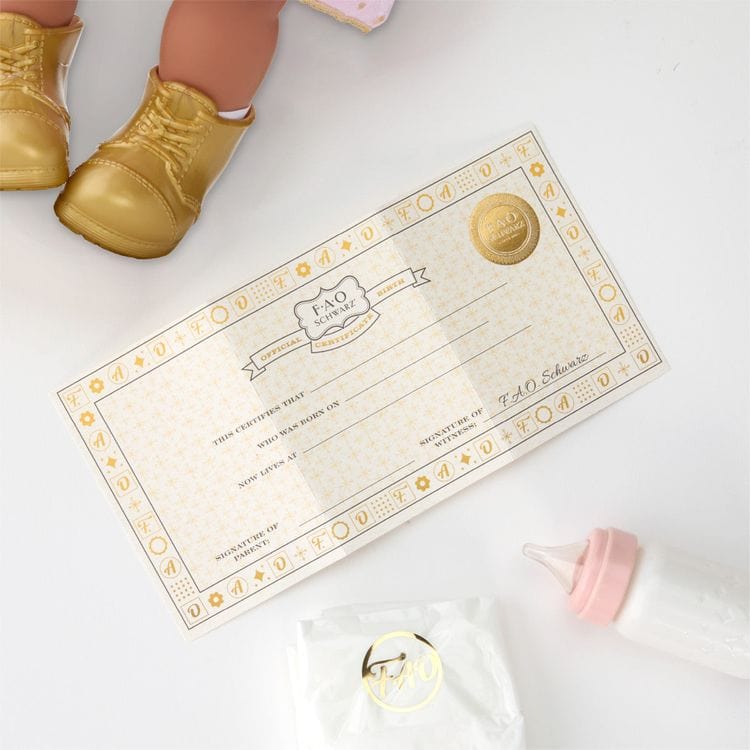  FAO Schwarz -  Cuddle Baby Doll 14-Inches - Dark Brown Hair -  Dolls