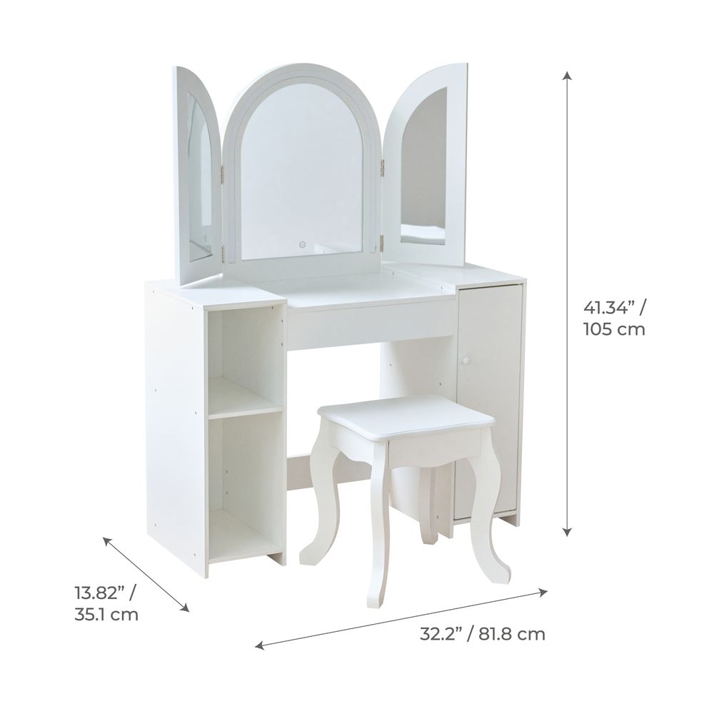  Teamson Kids -  Deluxe Glow Wooden Vanity Desk with LED Lights & Cork Panels -  Room Decor