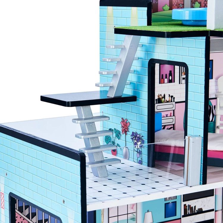  Teamson Kids -  Dreamland Barcelona Dollhouse - Turquoise/Black -  Preschool