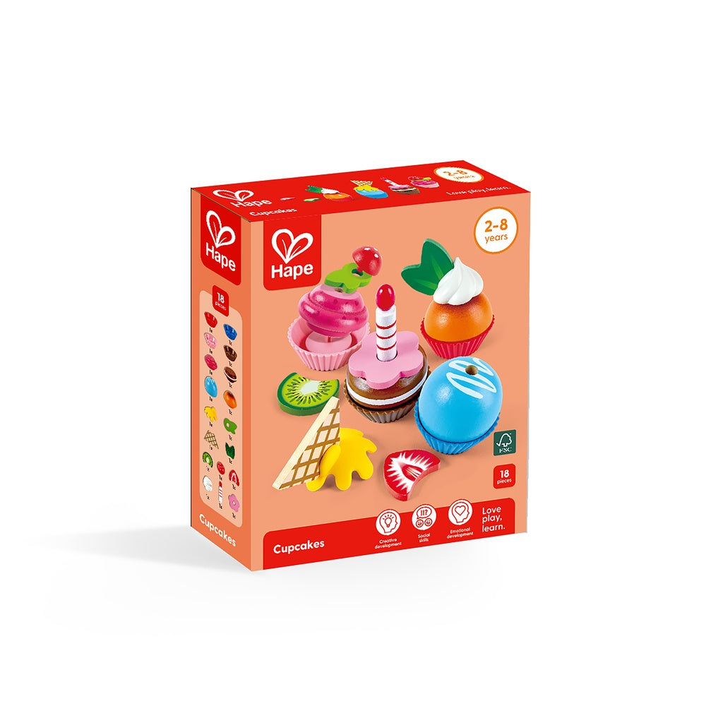 Colorful Wooden Cupcakes Pretend Play Food Kitchen Toy