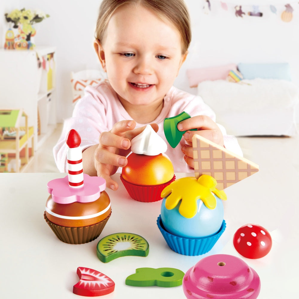 Colorful Wooden Cupcakes Pretend Play Food Kitchen Toy