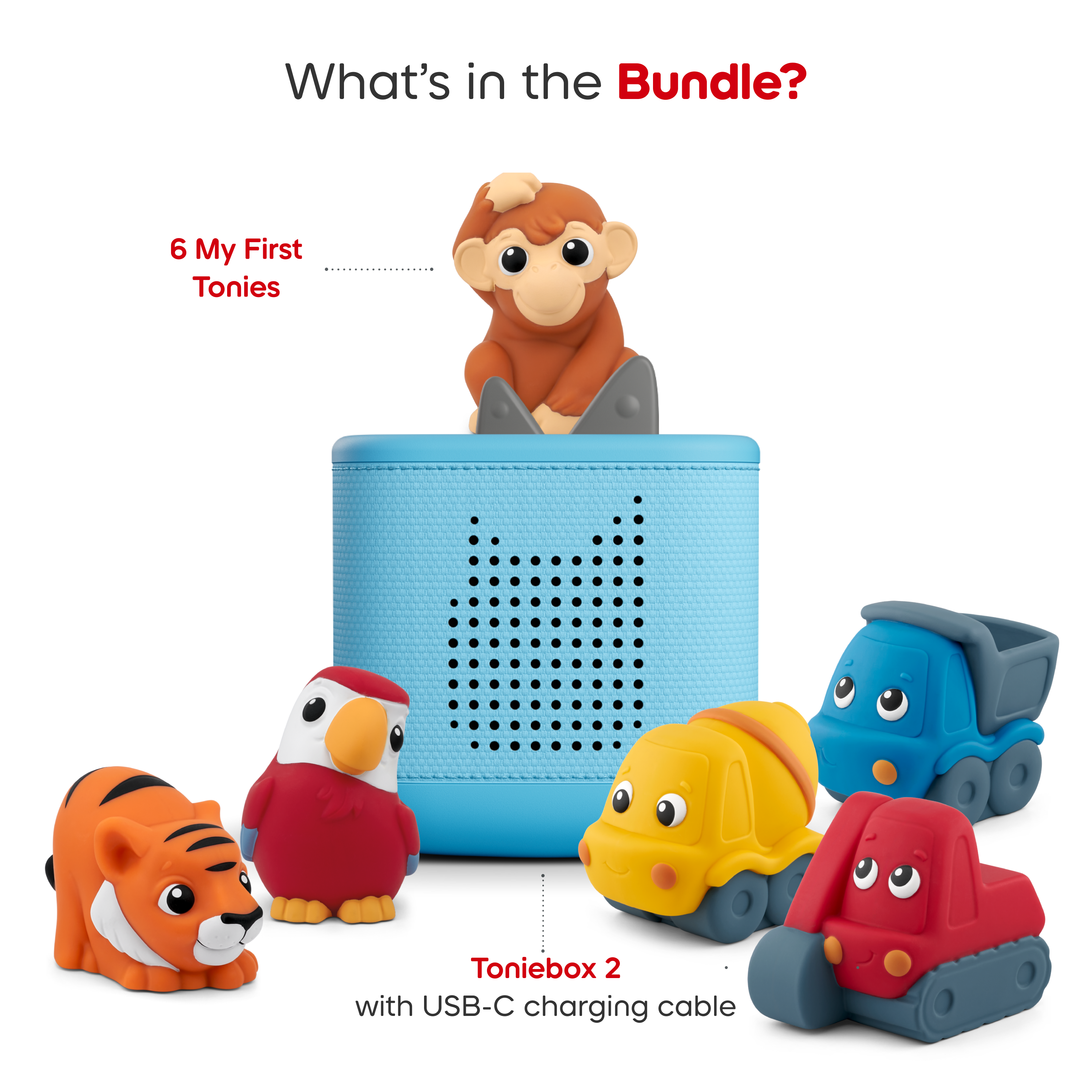 Tonies -  Exclusive Toniebox 2 Bundle: Jungle + Construction - Sky Blue -  Electronics