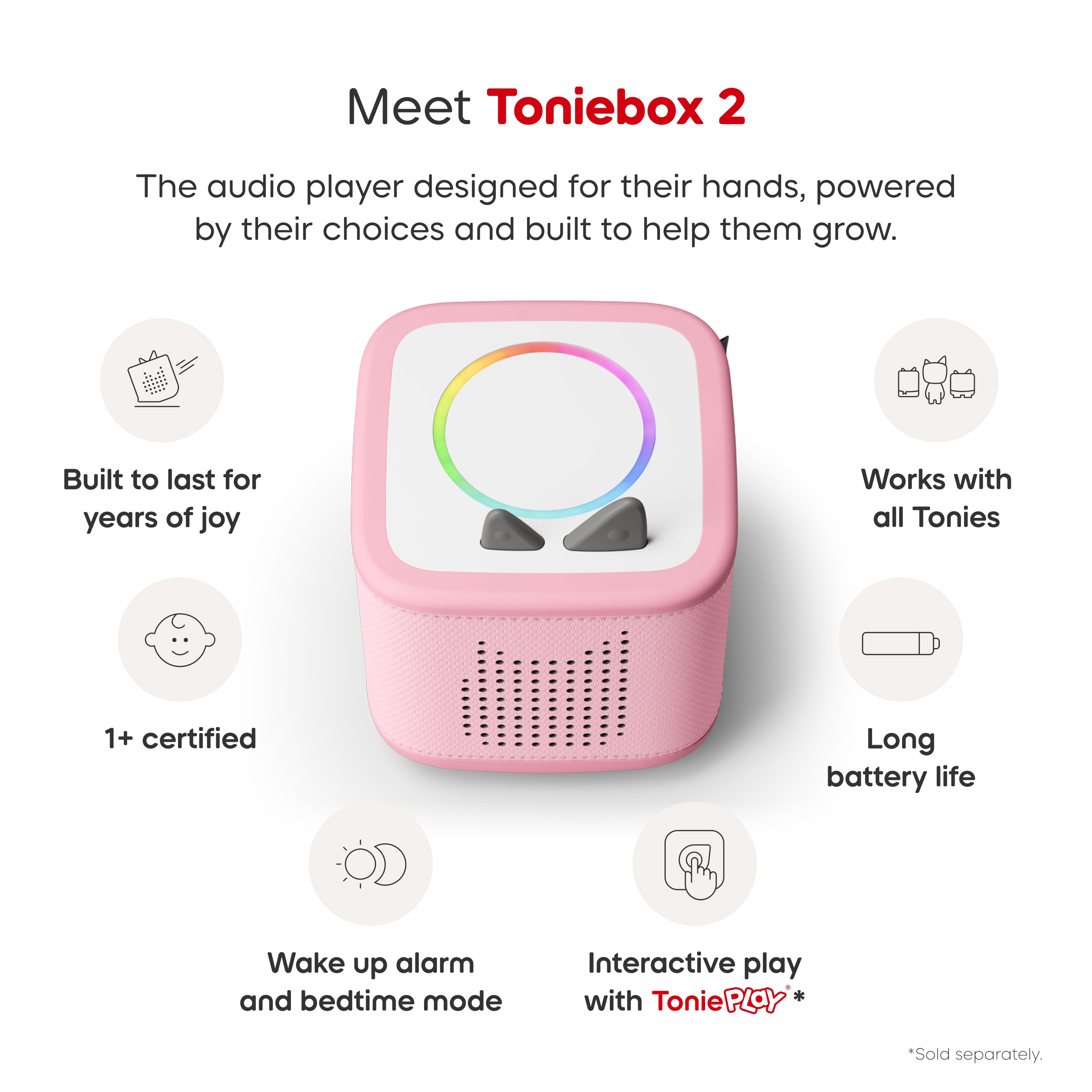 Tonies -  Exclusive Toniebox 2 Bundle: Ocean + Farm - Cloud Pink -  Electronics