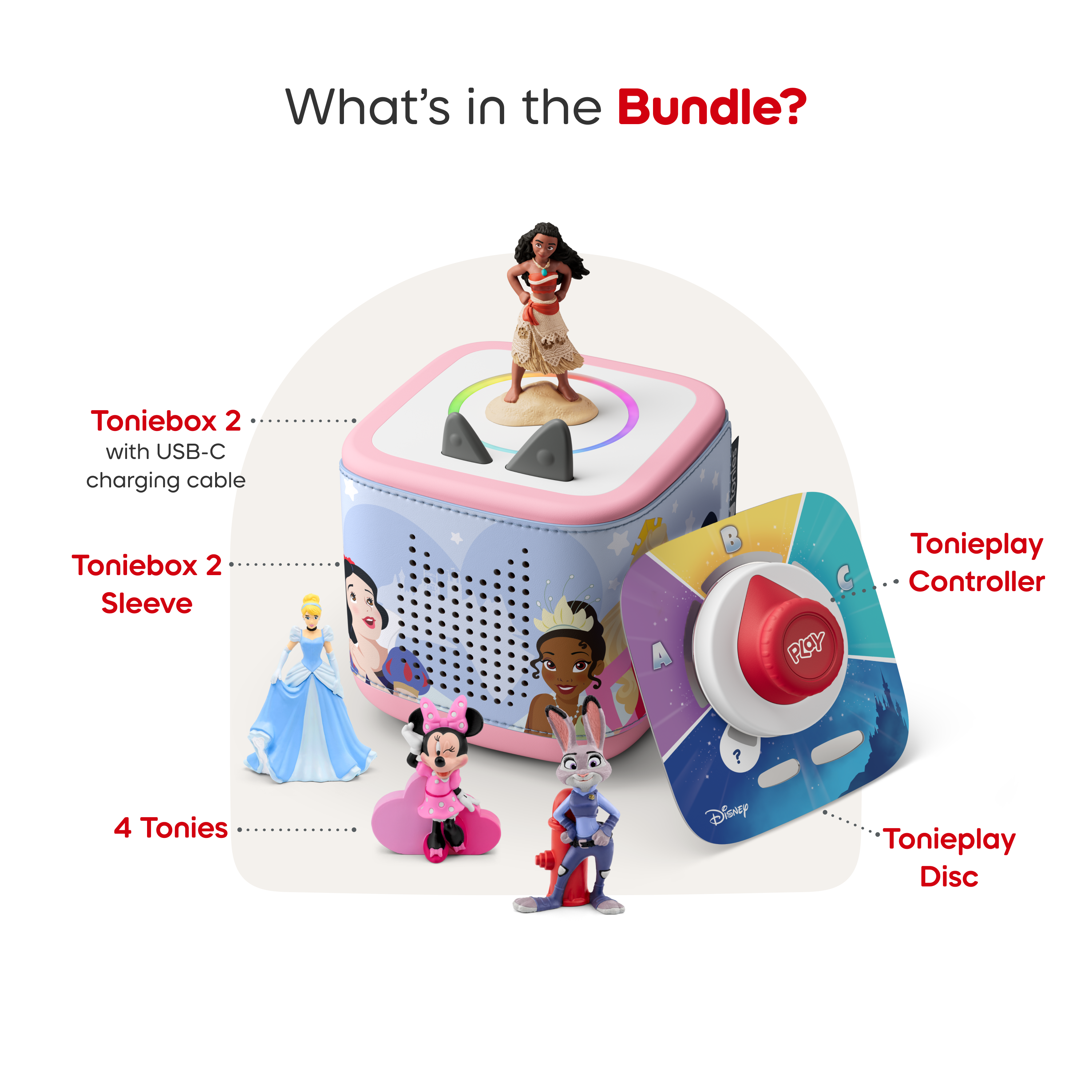 Tonies -  Exclusive Toniebox 2 Disney Bundle: Cloud Pink -  Electronics