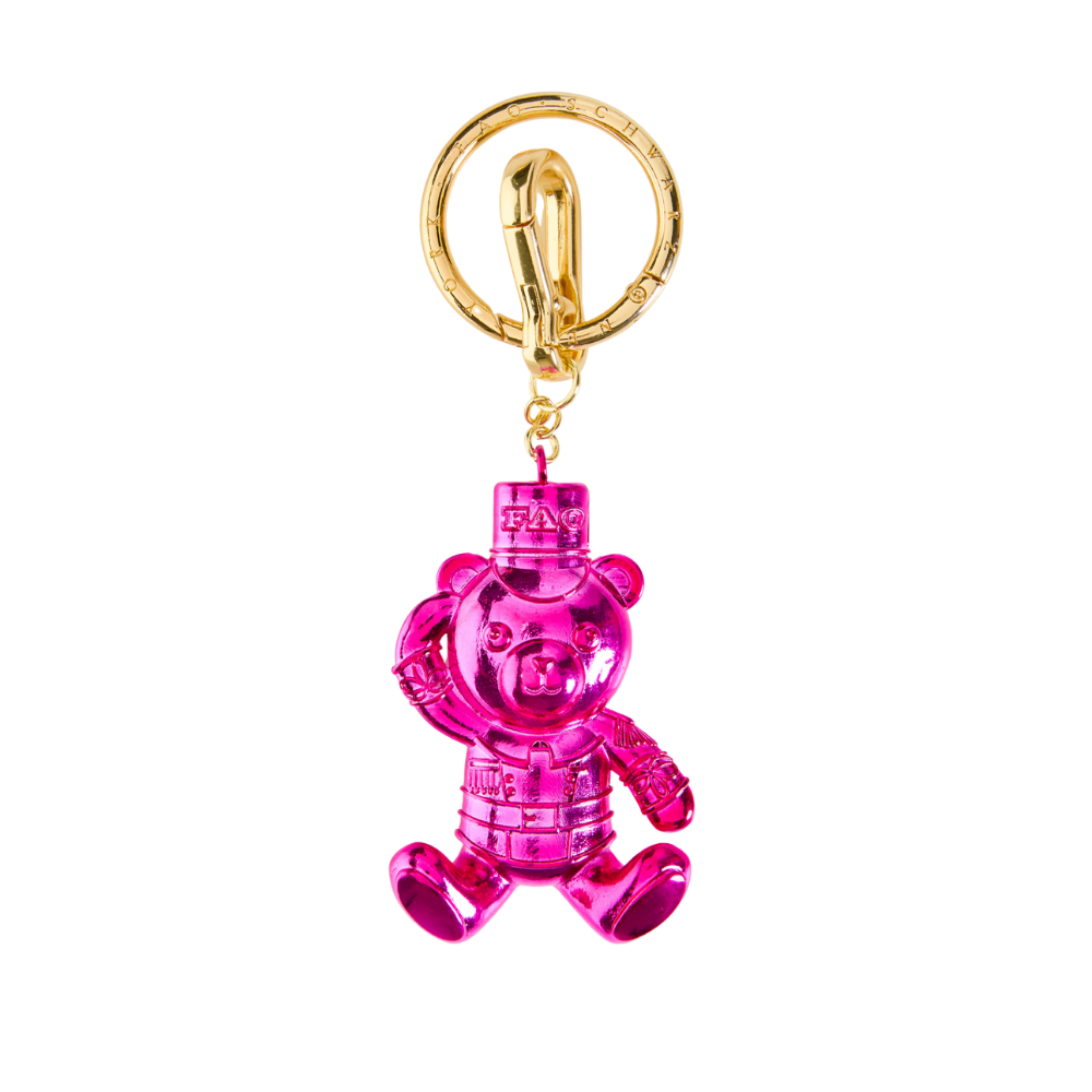  FAO Schwarz -  FAO Chrome Bear Keychain - Pink -  Souvenirs