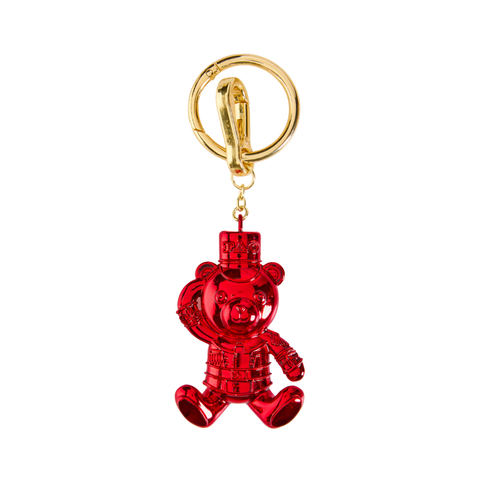  FAO Schwarz -  FAO Chrome Bear Keychain - Red -  Souvenirs