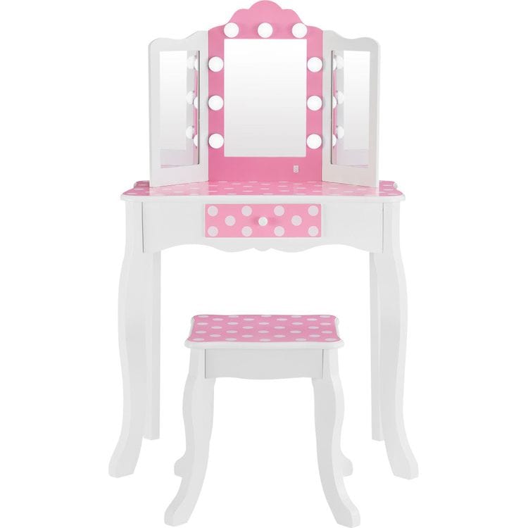 Fantasy Fields Gisele Polka Dot Kids Vanity Table & Stool with LED Fantasy Fields Gisele Polka Dot Kids Vanity Table & Stool with LED