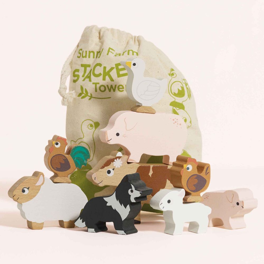  Le Toy Van -  Farmyard Stacking Animals & Bag -  Infants