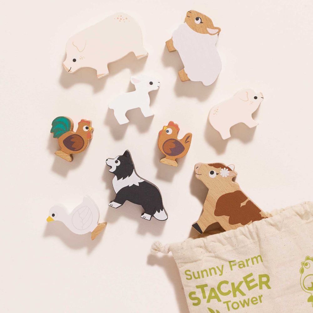  Le Toy Van -  Farmyard Stacking Animals & Bag -  Infants