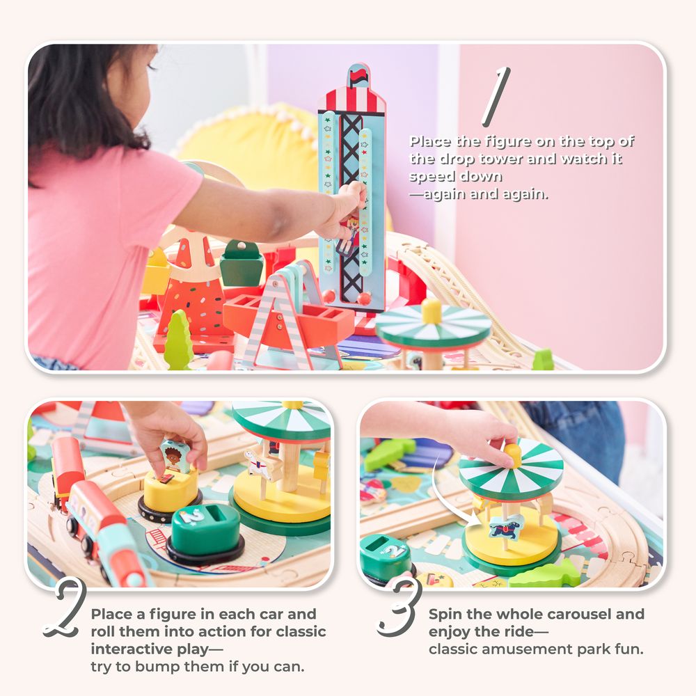  Teamson Kids -  Florida Amusement Park Wooden Activity Table with 6 Mini-Games -  Preschool