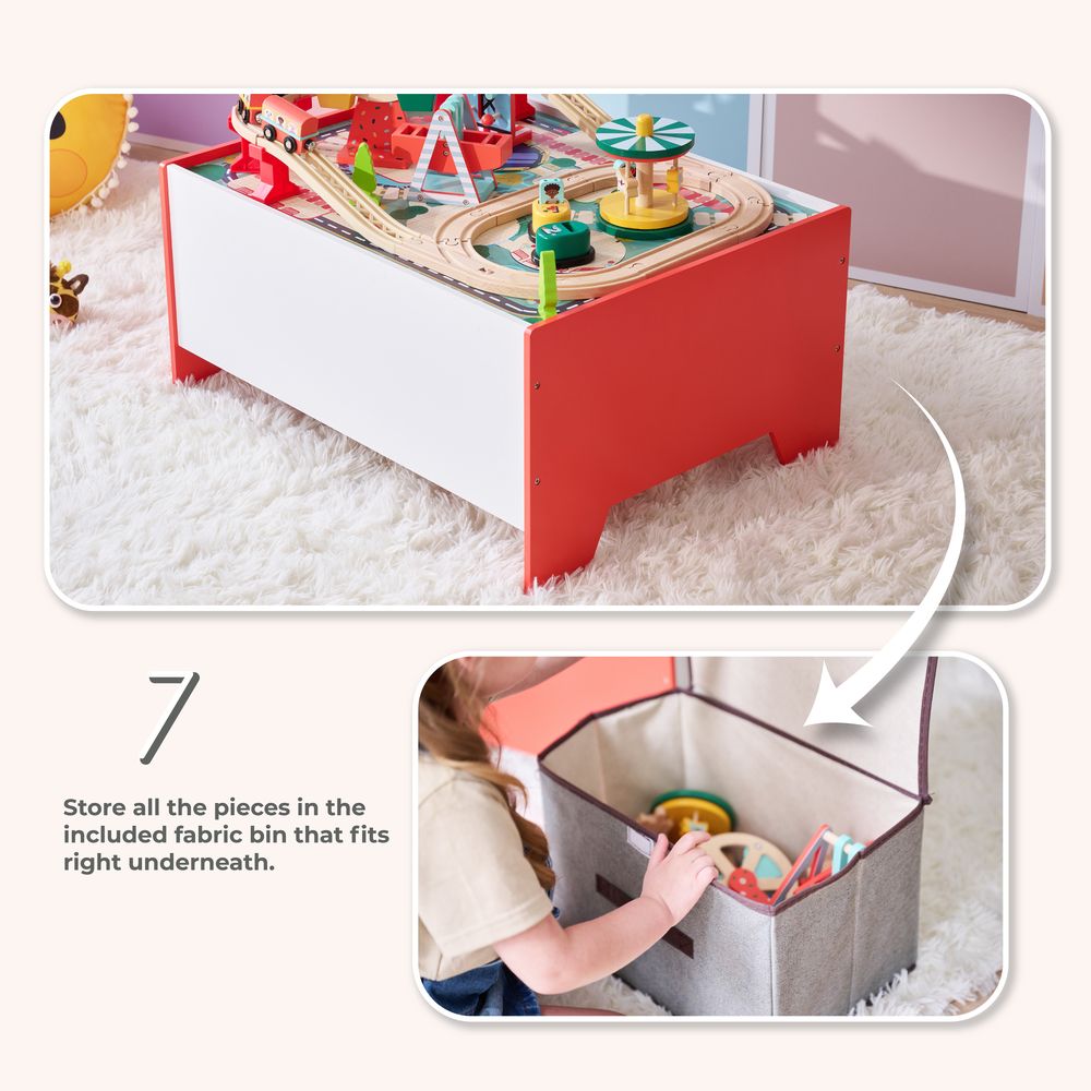  Teamson Kids -  Florida Amusement Park Wooden Activity Table with 6 Mini-Games -  Preschool
