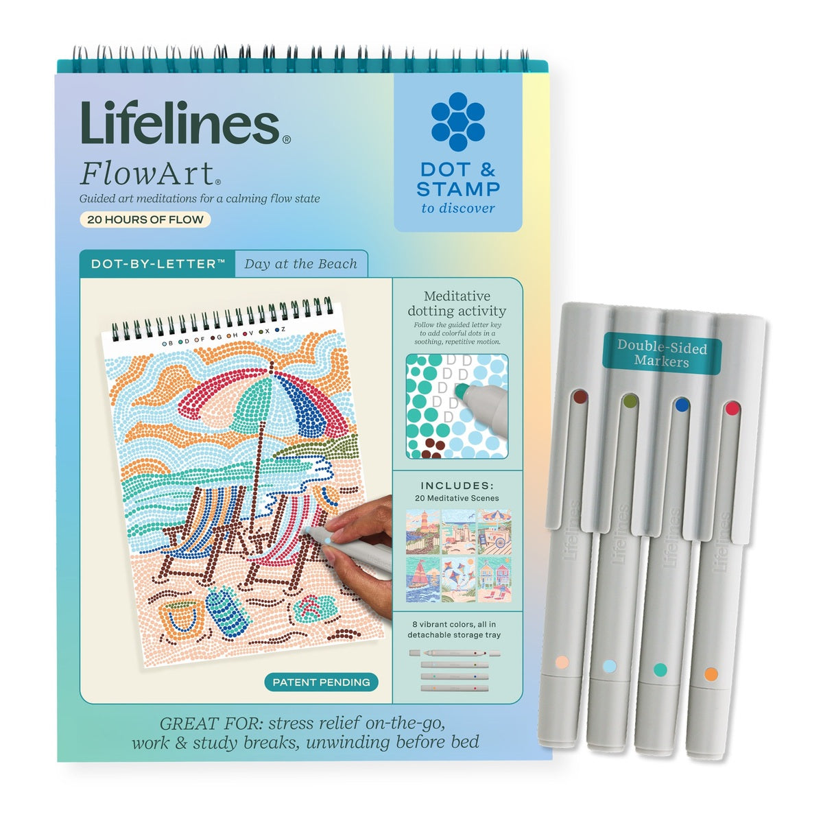 Lifelines -  FlowArt: Dot-By-Letter - Day at the Beach -  Creativity