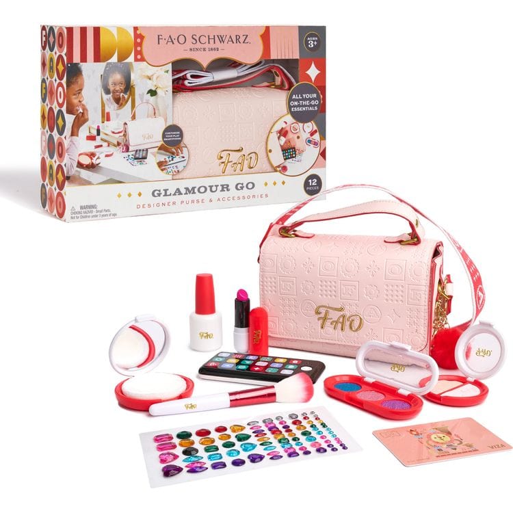  FAO Schwarz -  Glamour Go 12 Piece Designer Purse & Accessories - Pink -  Fashion Activity and Roleplay