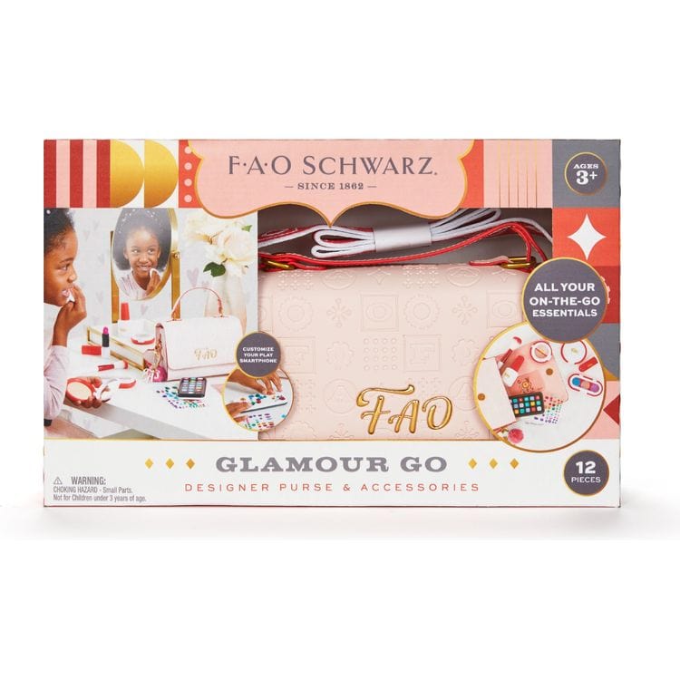  FAO Schwarz -  Glamour Go 12 Piece Designer Purse & Accessories - Pink -  Fashion Activity and Roleplay