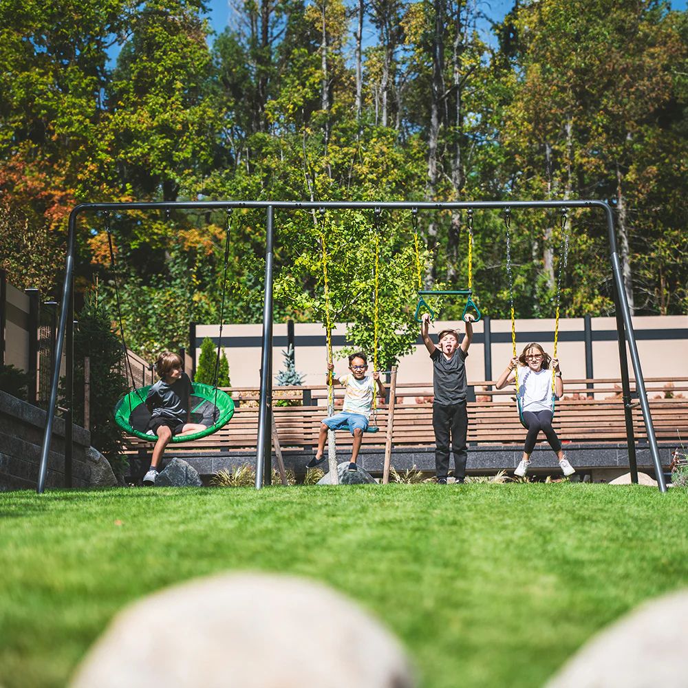  Springfree -  Gobaplay TitanMax Swing Set with Green Saucer Tent Swing -  Outdoor