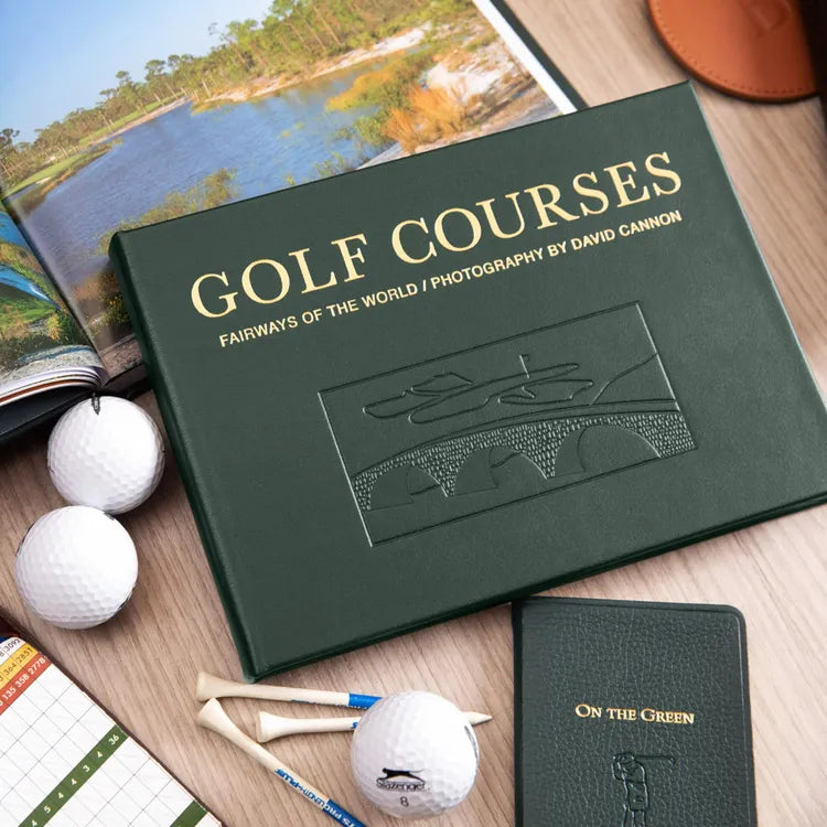  Graphic Image -  "Golf Courses: Fairways of the World" Book in Green Bonded Leather -  Books