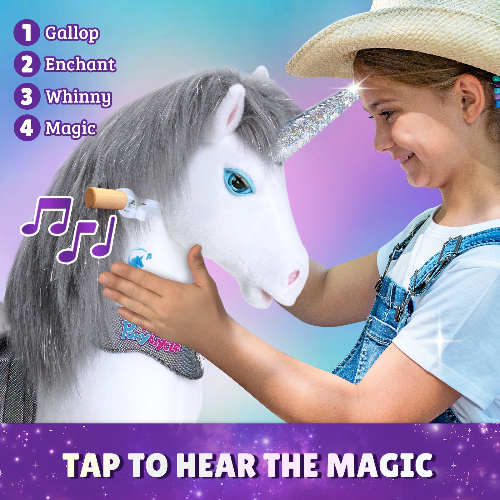  PonyCycle, Inc. -  Grey Unicorn Model Y Ride on Toy - 3-4 Years -  Preschool