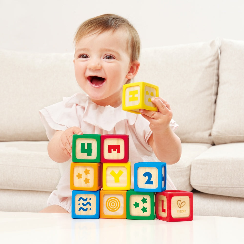 Hape -  Grip-n-Stack Silicone & Wood Blocks -  Preschool