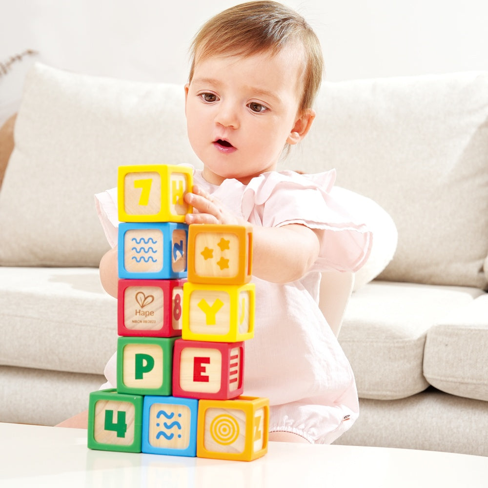 Hape -  Grip-n-Stack Silicone & Wood Blocks -  Preschool