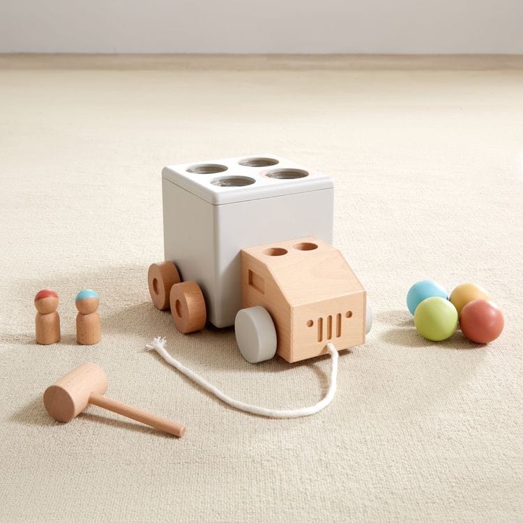 Wonder & Wise -  Hammer Time Wood Pull Toy -  Infants