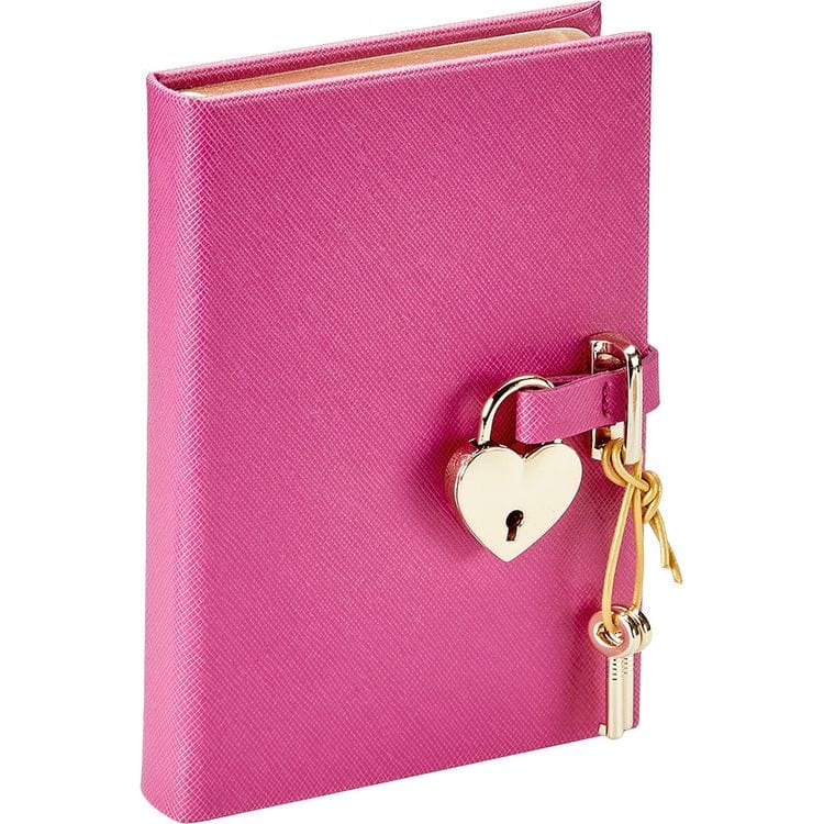  Graphic Image -  Heart Lock Journal in Pink Saffiano Leather -  Books