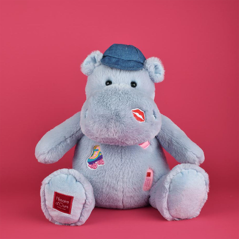  DouDou -  Hippo Plush - Blue with Patches -  Plush