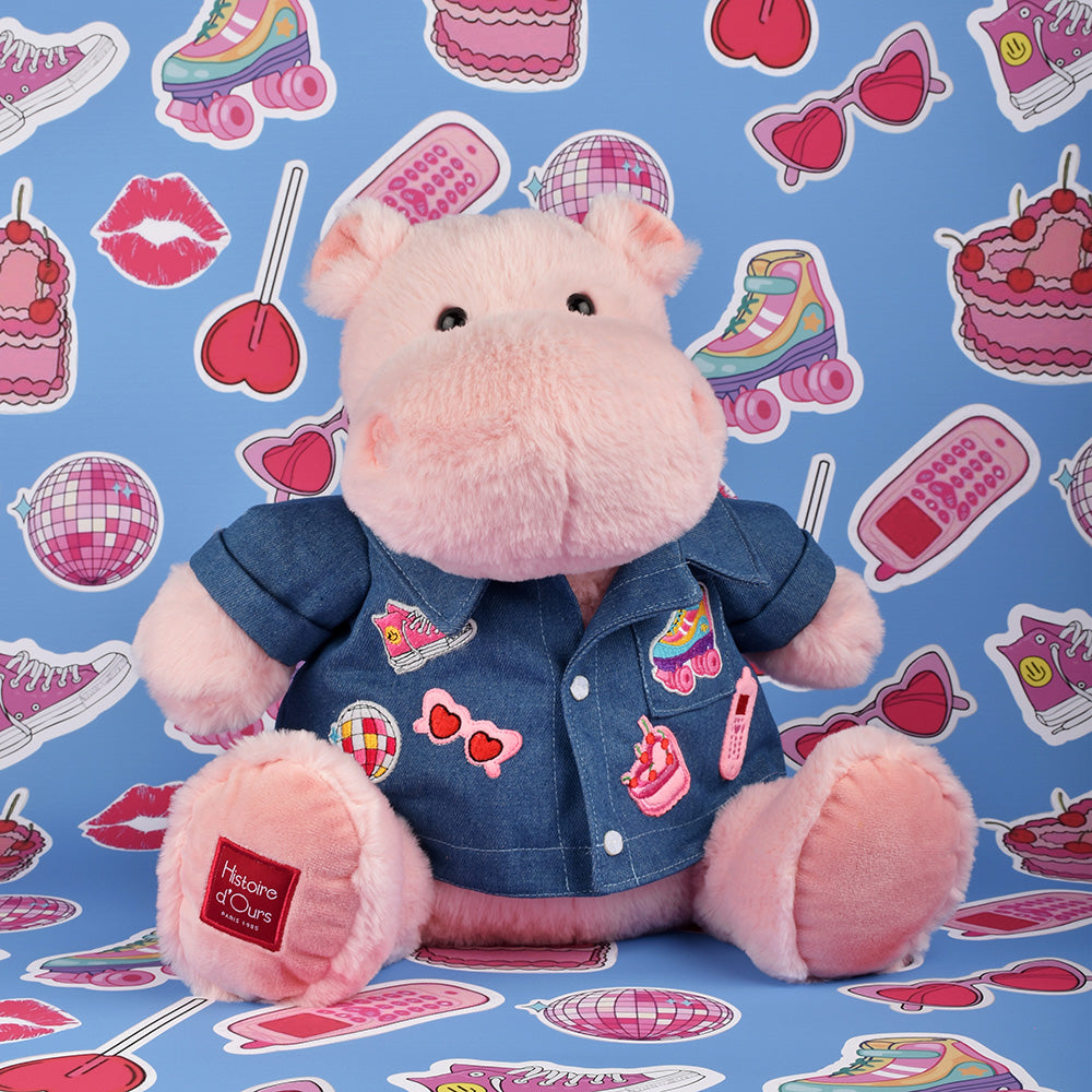  DouDou -  Hippo Plush with Denim Jacket -  Plush