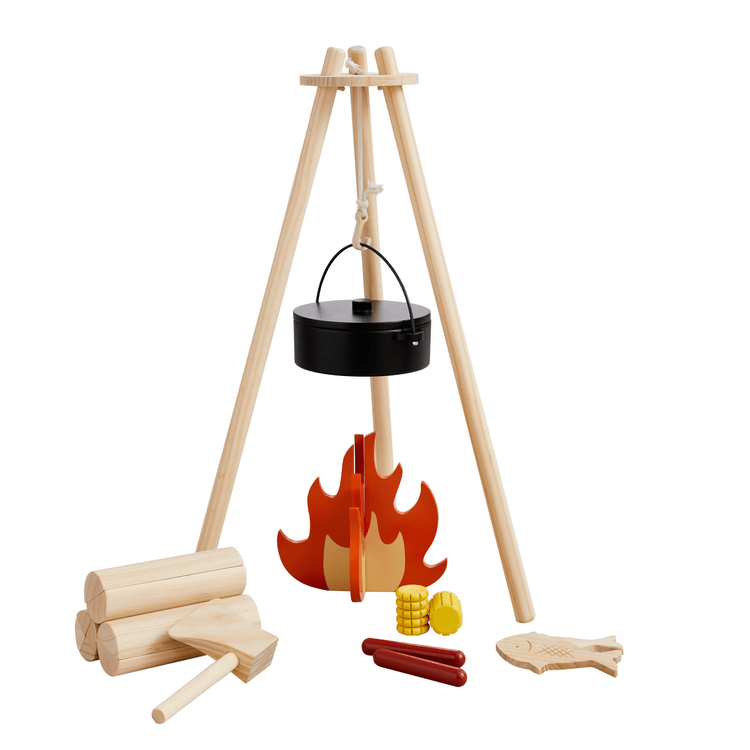  Wonder & Wise -  Home on the Range Pretend Play Wood Camping Set -  Preschool
