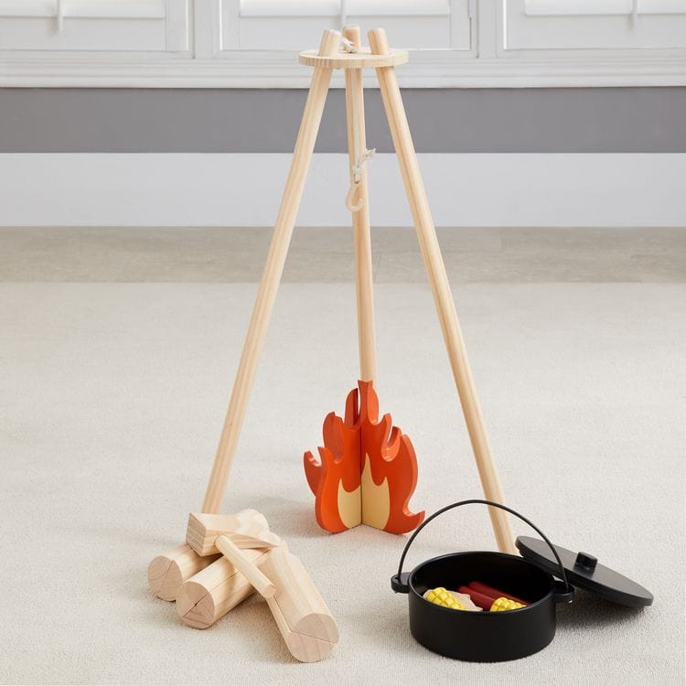  Wonder & Wise -  Home on the Range Pretend Play Wood Camping Set -  Preschool