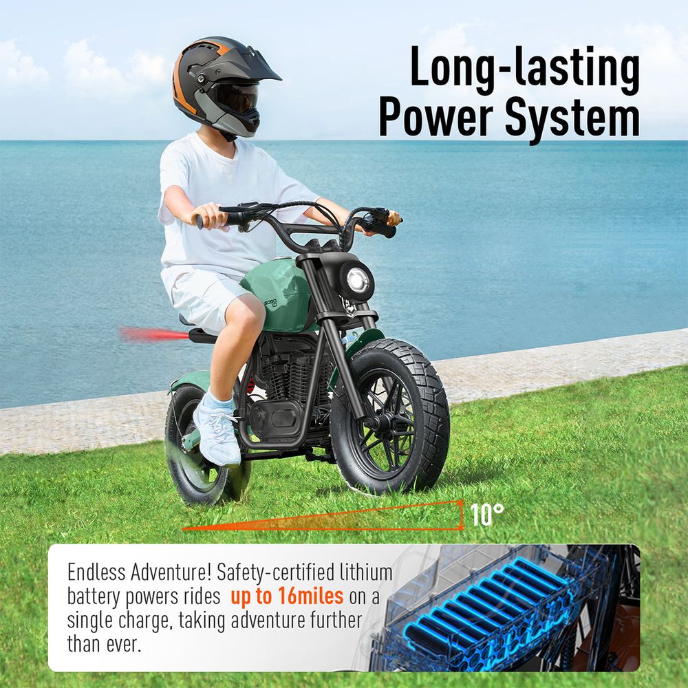  Hyper GoGo -  Hyper Gogo S9 Kids Motorcycle - Green -  Outdoor