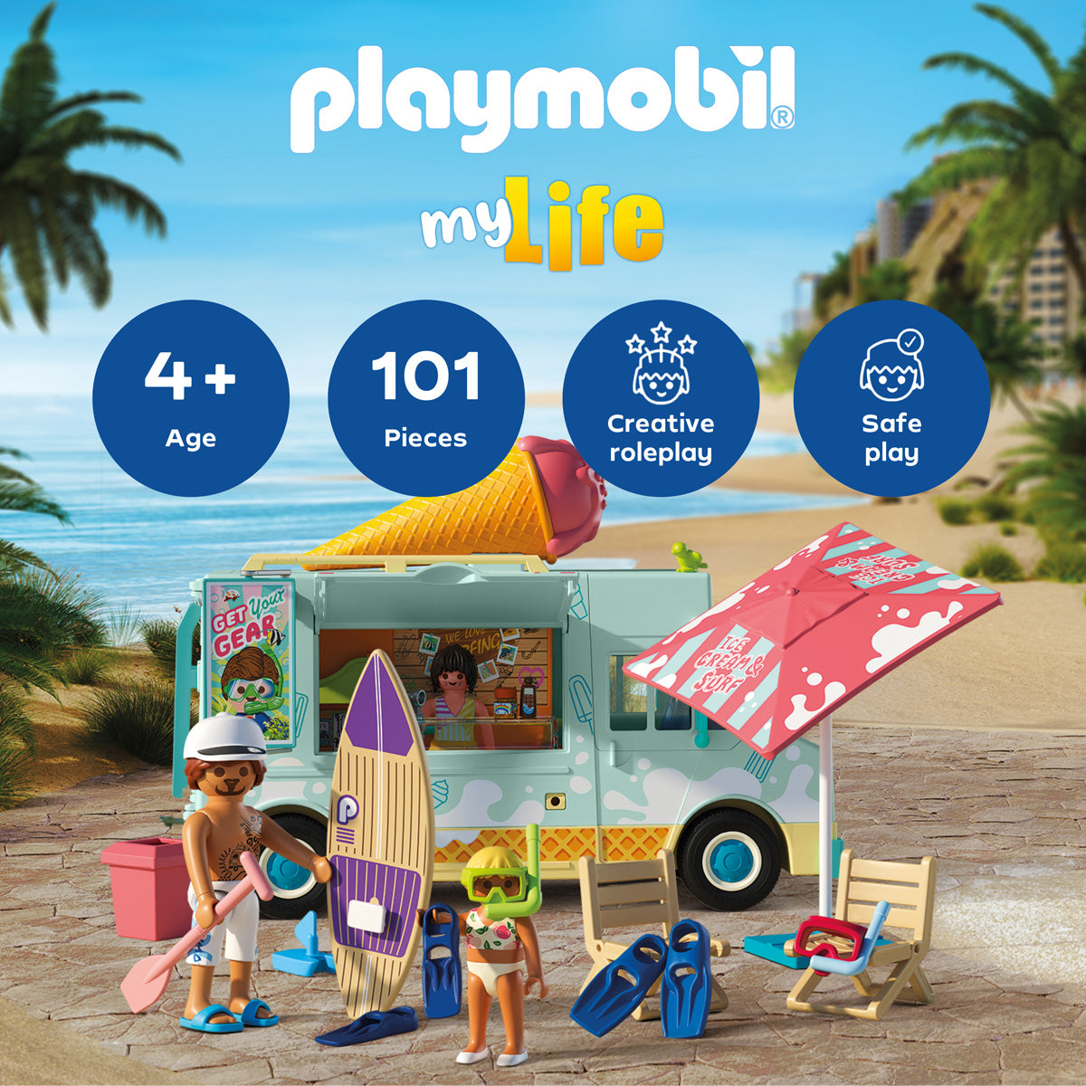  Playmobil -  Ice Cream Truck with Surf Shop Playset -  Preschool