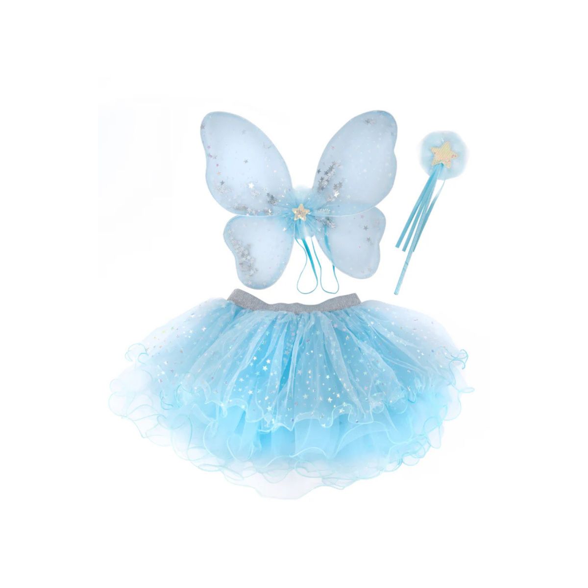  Great Pretenders -  Iridescent Celestrial Fairy Wings, Tutu, Wand - Size 4-6 Years -  Dress up