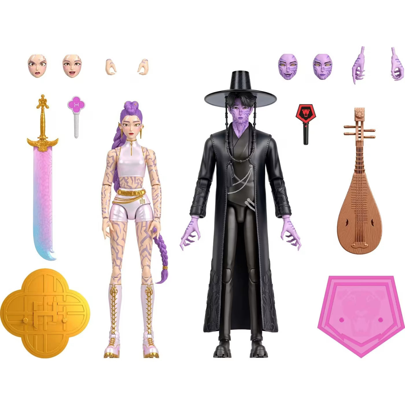 Kpop Demon Hunters Rumi & Jinu Final Battle Action Figure Set, 4 Accessories, Swappable Hands & Faces