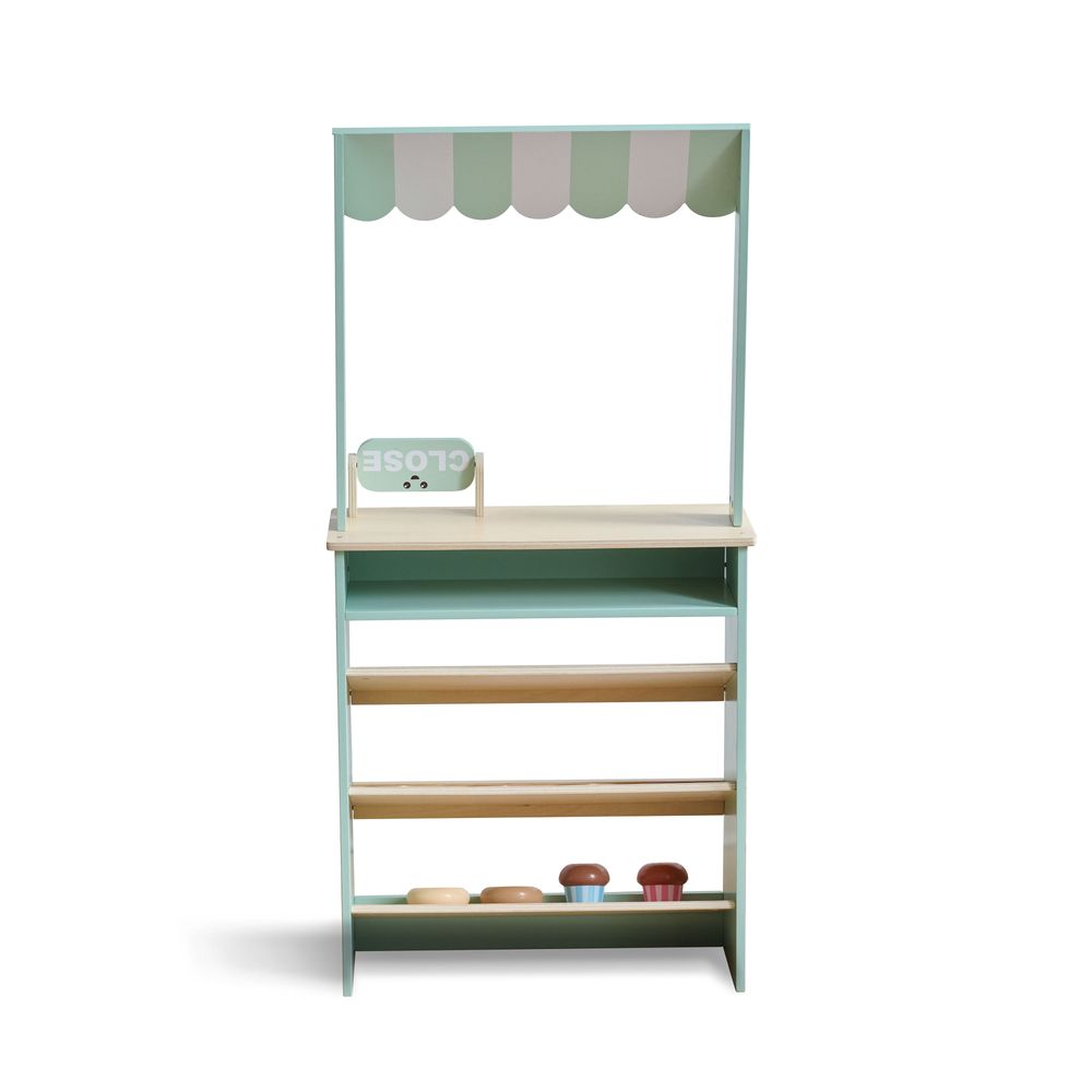  Teamson Kids -  Jolly Pals Wooden Bakery Stand with 12 Pastry Pieces -  Preschool