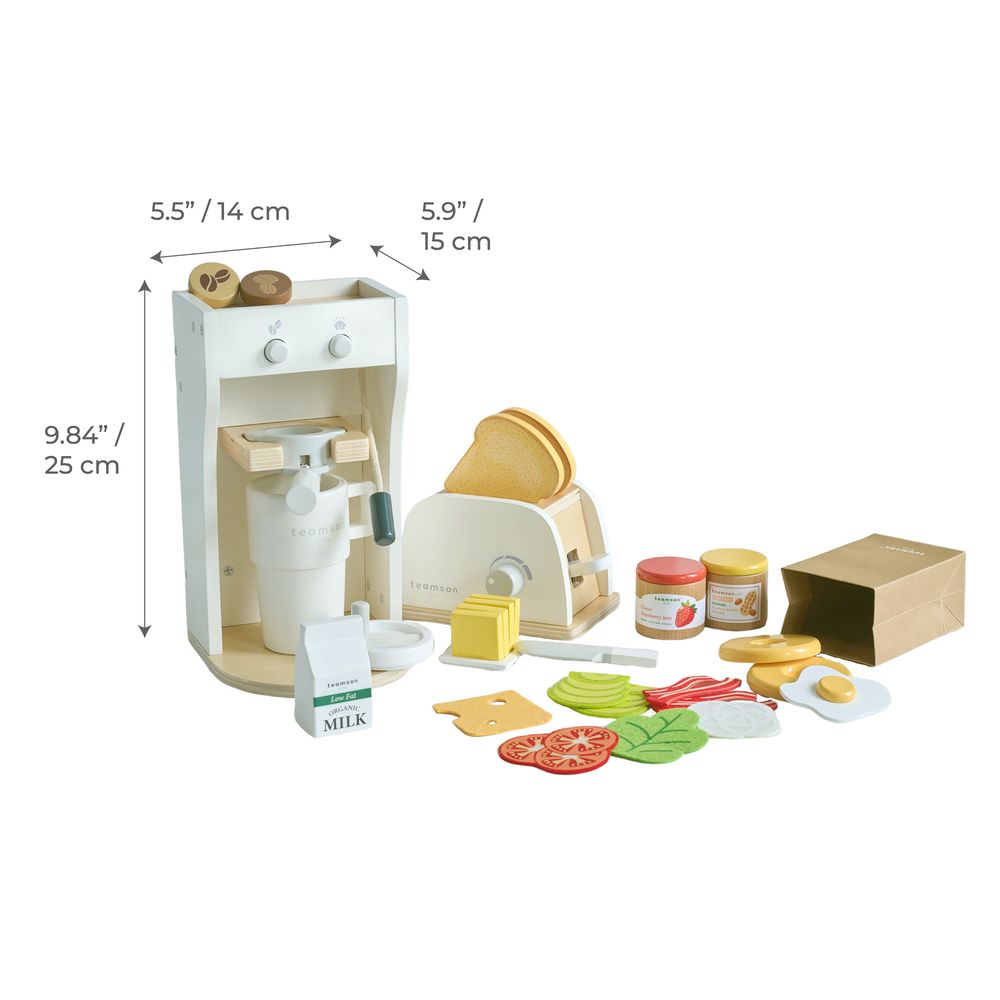  Teamson Kids -  Jolly Pals Wooden Bakery Stand with 12 Pastry Pieces -  Preschool