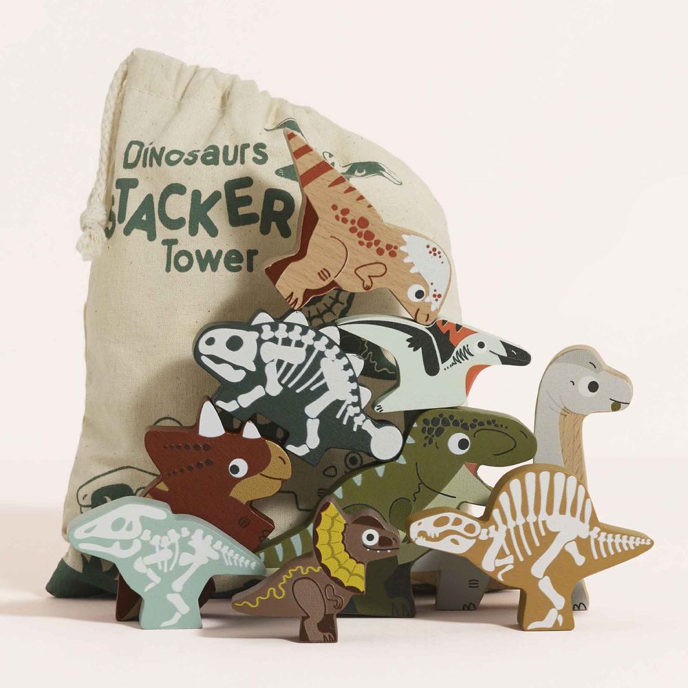  Le Toy Van -  Jurassic Stacking Dinosaurs & Bag -  Infants