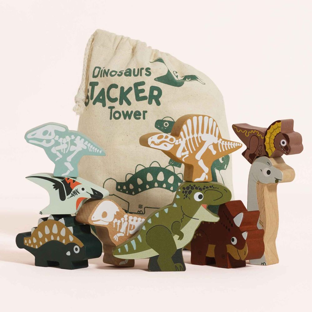  Le Toy Van -  Jurassic Stacking Dinosaurs & Bag -  Infants