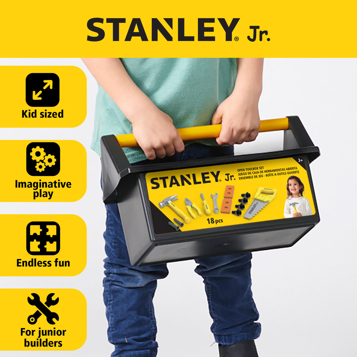 Stanley Jr. -  Kids Tool Box - 18-Piece Toy Tool Set -  Preschool