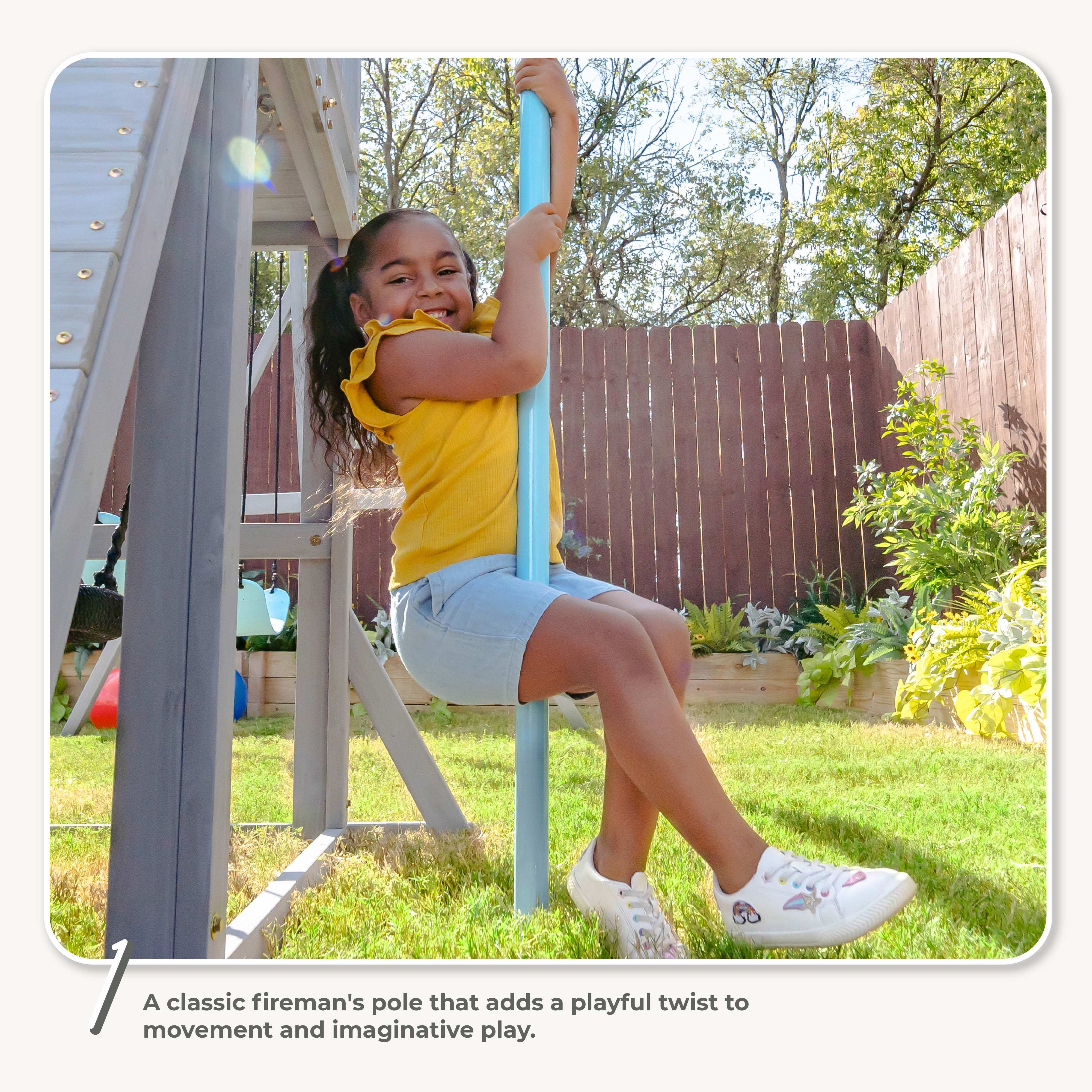  Teamson Kids -  Laguna Wooden Swing Set with Slide & Rock Wall - Gray -  Outdoor