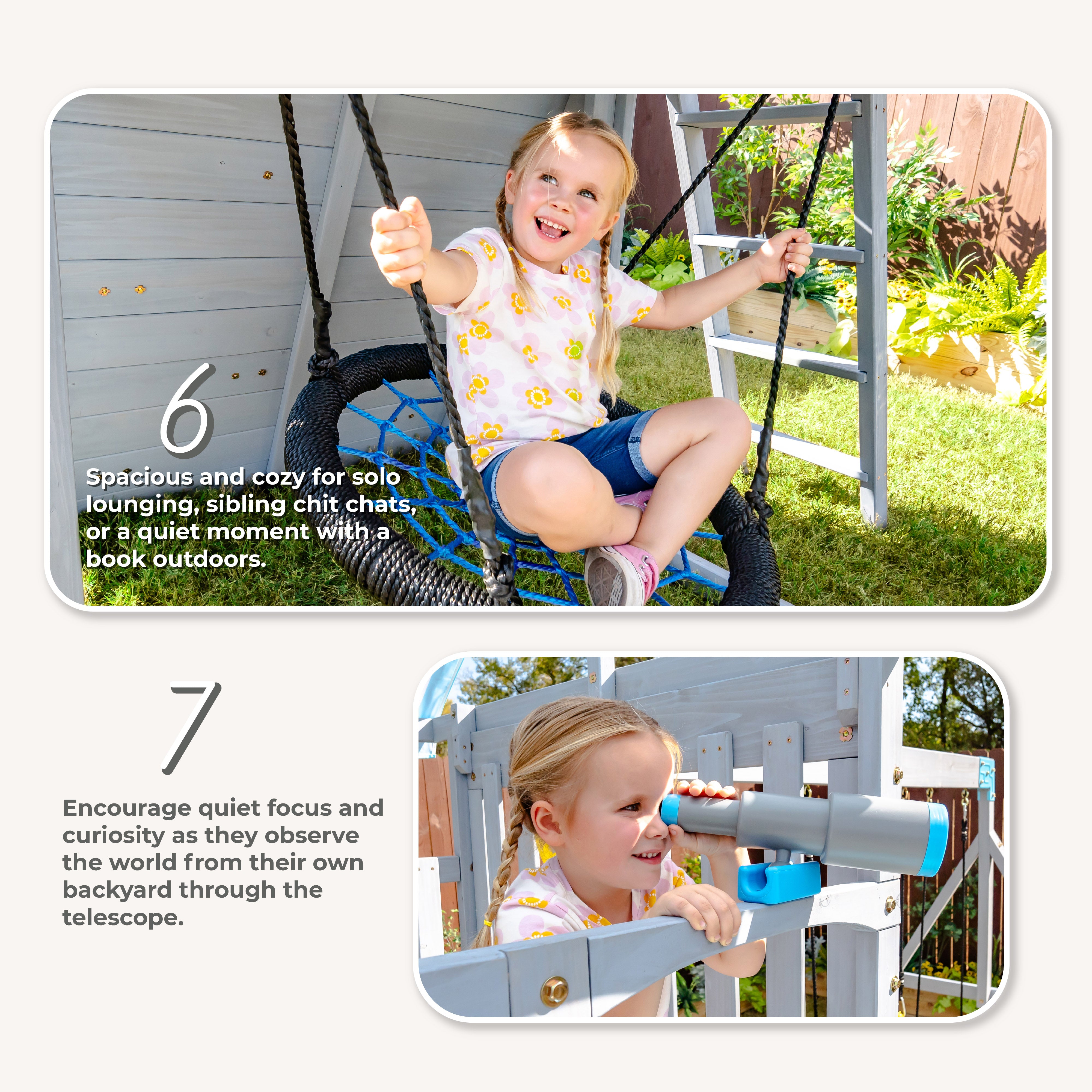  Teamson Kids -  Laguna Wooden Swing Set with Slide & Rock Wall - Gray -  Outdoor