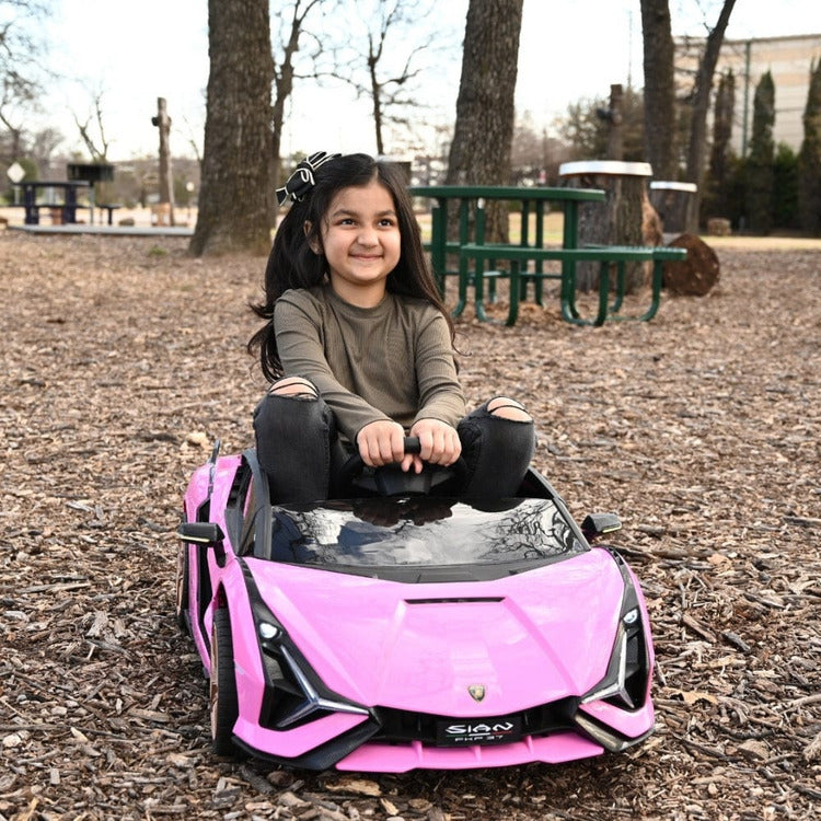  Best Ride on Cars -  Lamborghini Sian 12V Ride On Car - Pink -  Outdoor