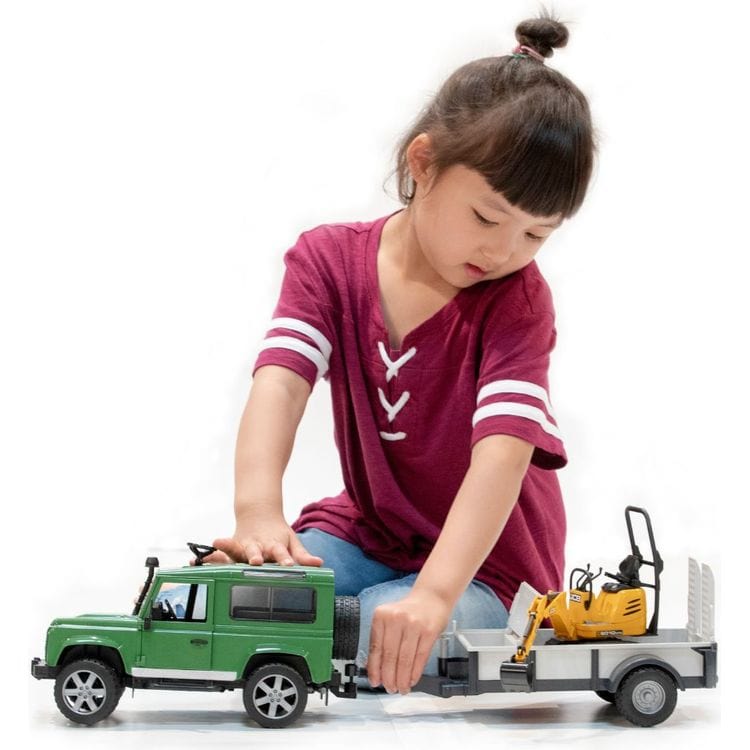  Bruder -  Land Rover with Trailer, Worker & JCB Excavator -  Vehicles