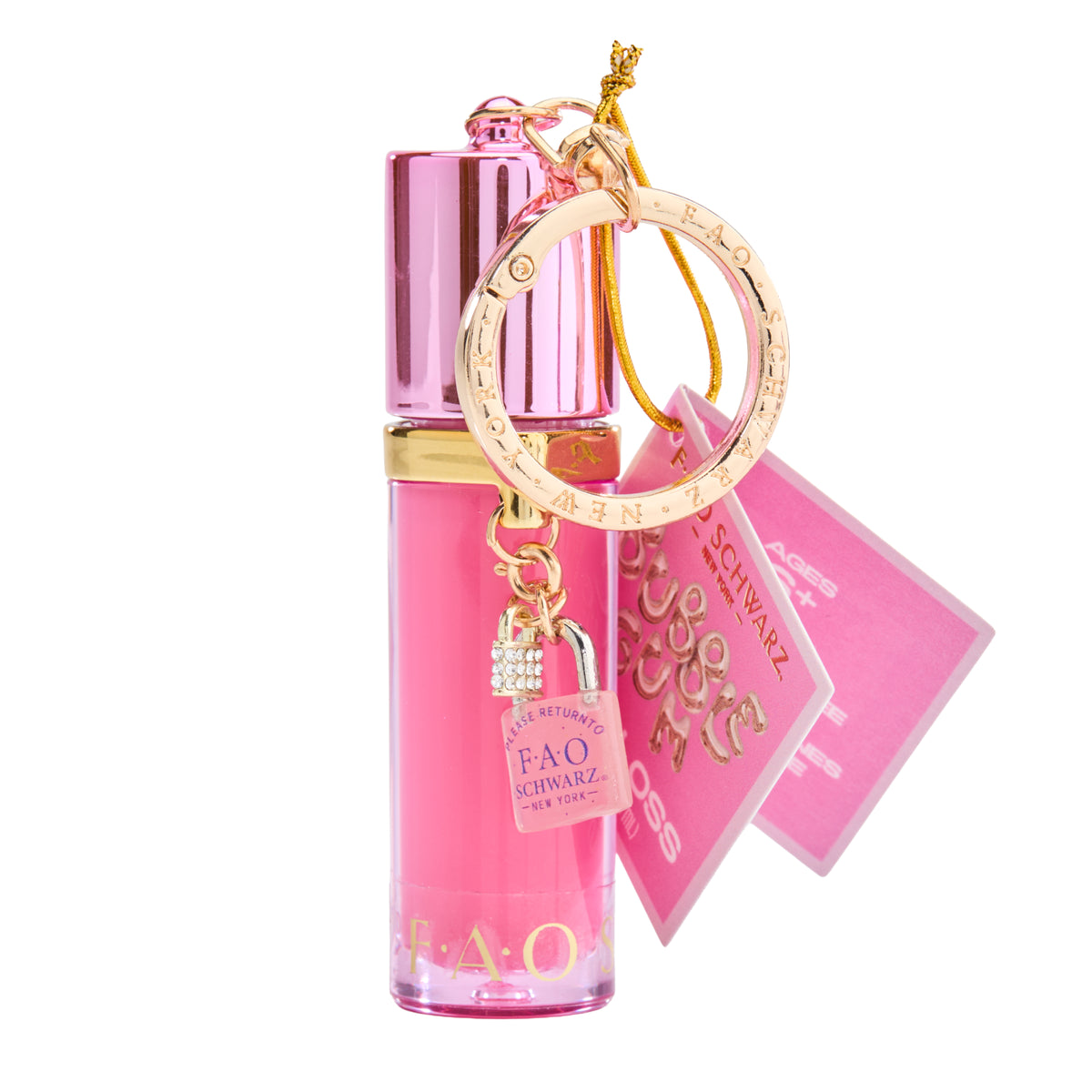 FAO Schwarz -  Lip Gloss Keychain – Bubble Gum -  Fashion Activity and Roleplay