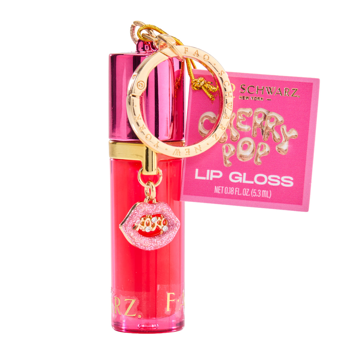 FAO Schwarz -  Lip Gloss Keychain – Cherry Pop -  Fashion Activity and Roleplay