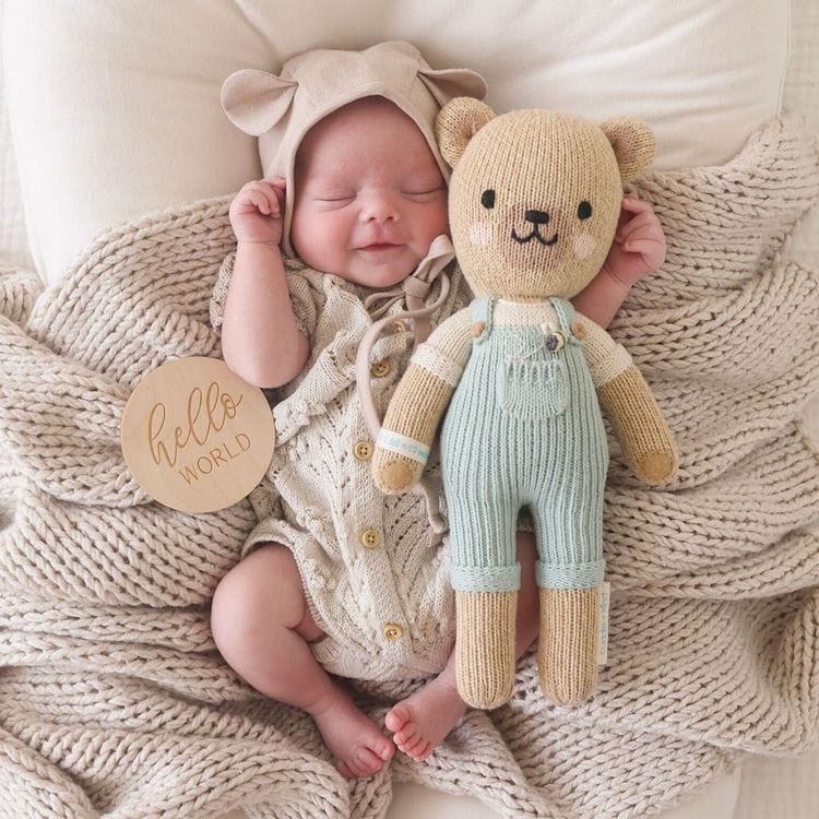  Cuddle And Kind -  Little 13" Charlie the Honey Bear Hand-Knit Doll -  Plush