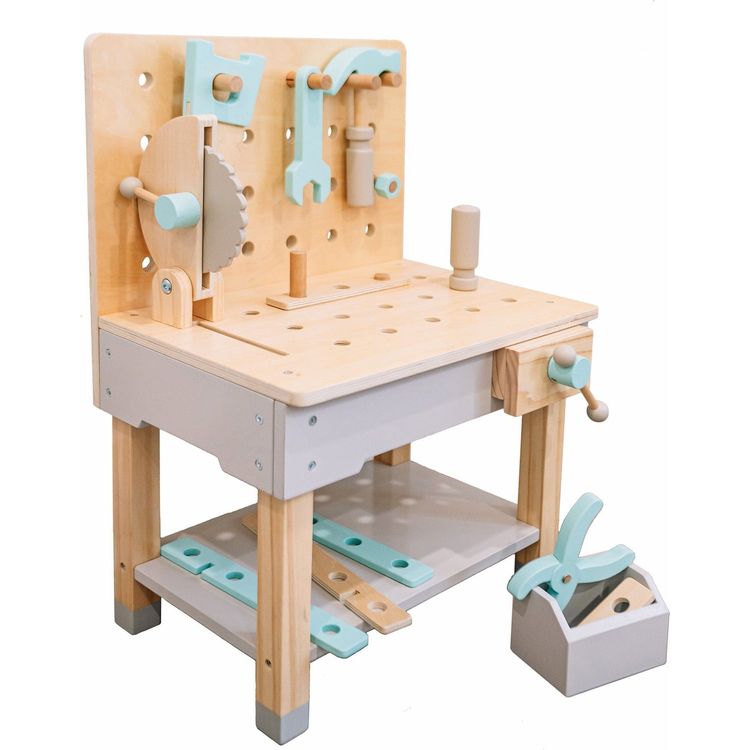 Little Builder Wooden Construction Workbench | Wonder & Wise